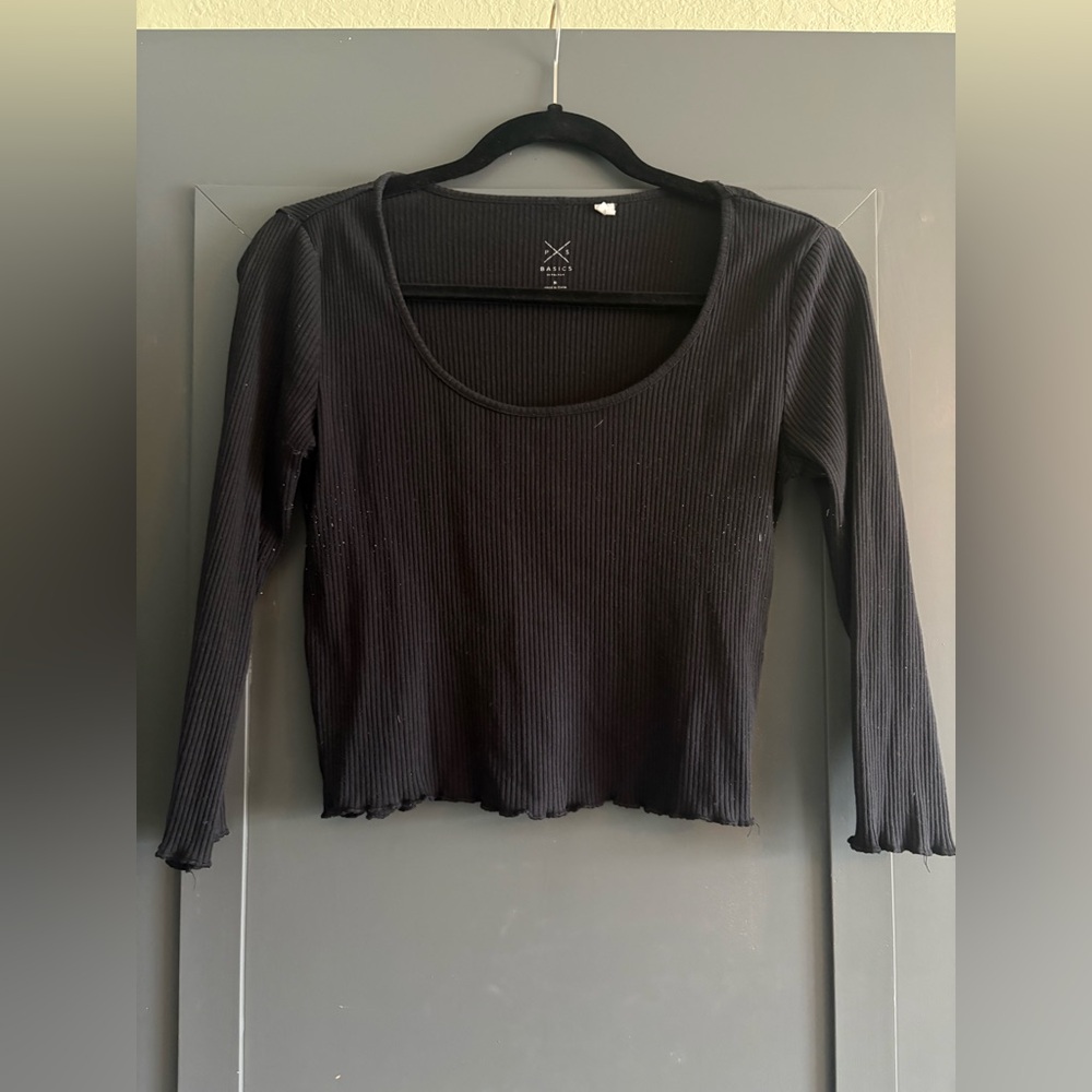 PacSun Black Ribbed Long Sleeve Top